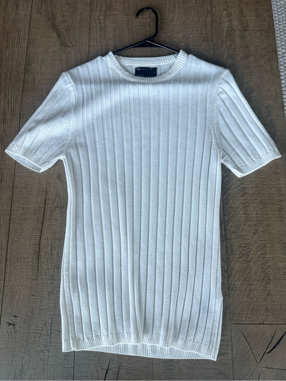 ASOS White Ribbed Short Sleeve Knit Top